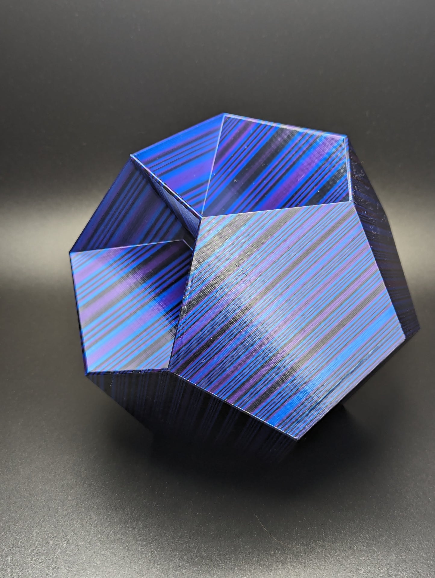 Medium Blue, Purple, Black Dice Dodecahedron