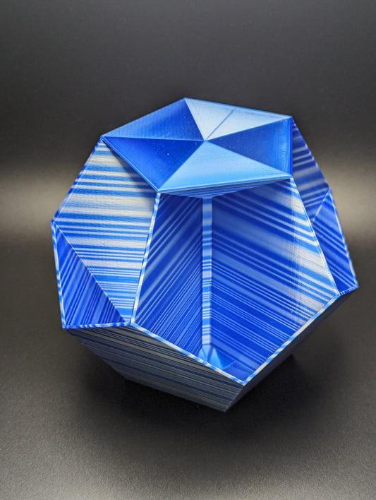 Medium Blue and White Dice Dodecahedron