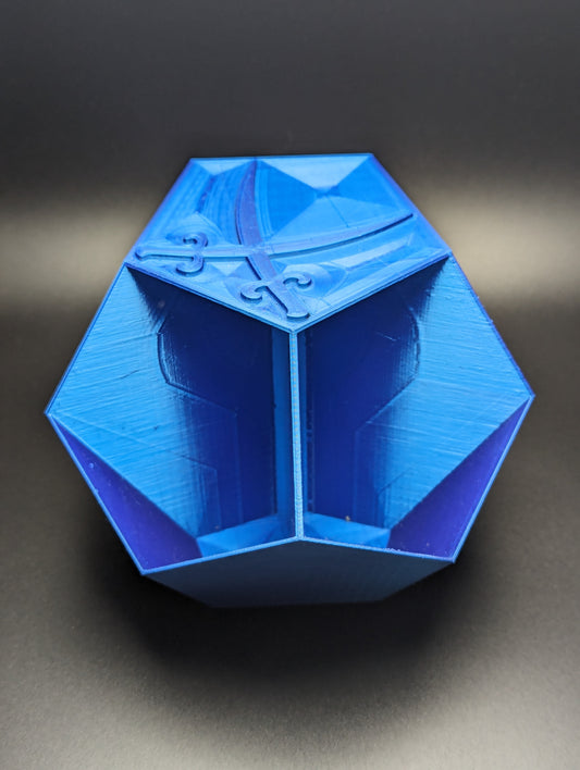 Medium Blue Dice Dodecahedron with Swords