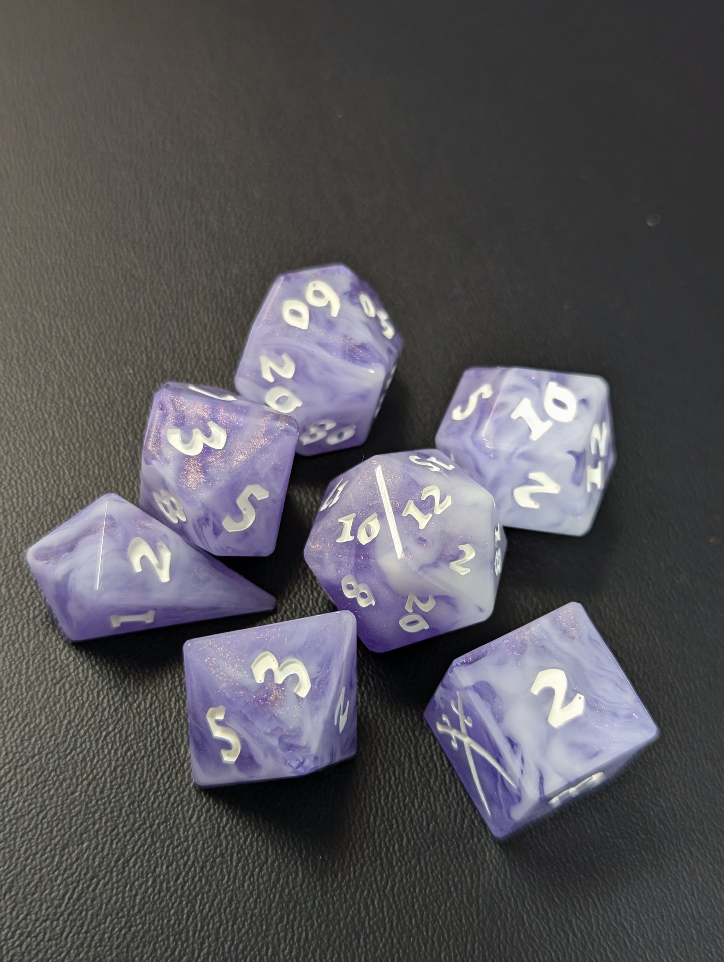 Frosted Lilac 7 Piece Beveled Set