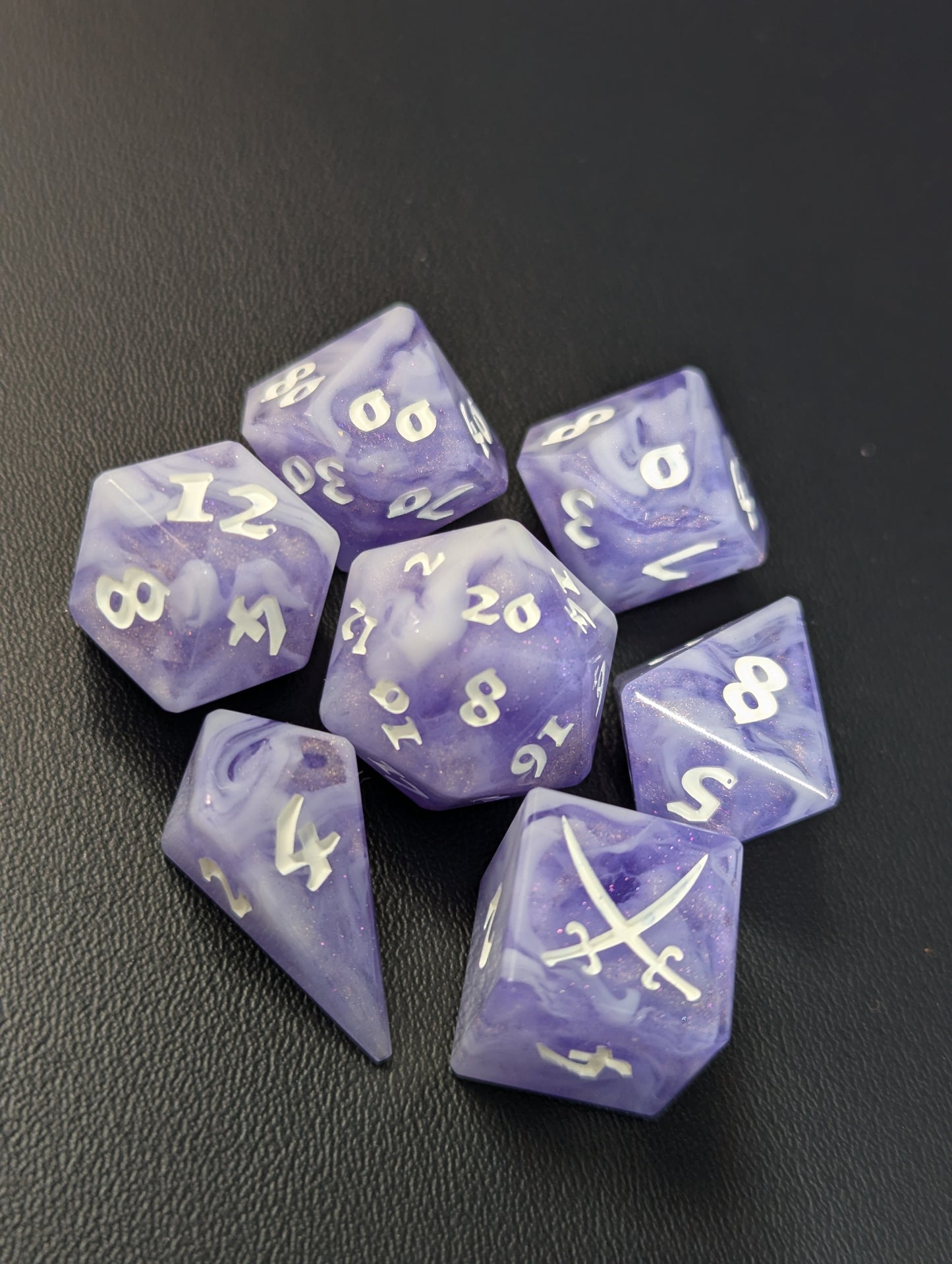 Frosted Lilac 7 Piece Beveled Set